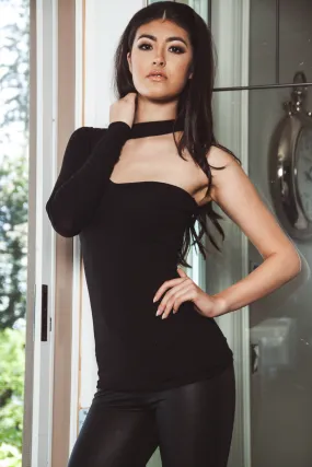 A Night Out Black One Shoulder Curvy Top