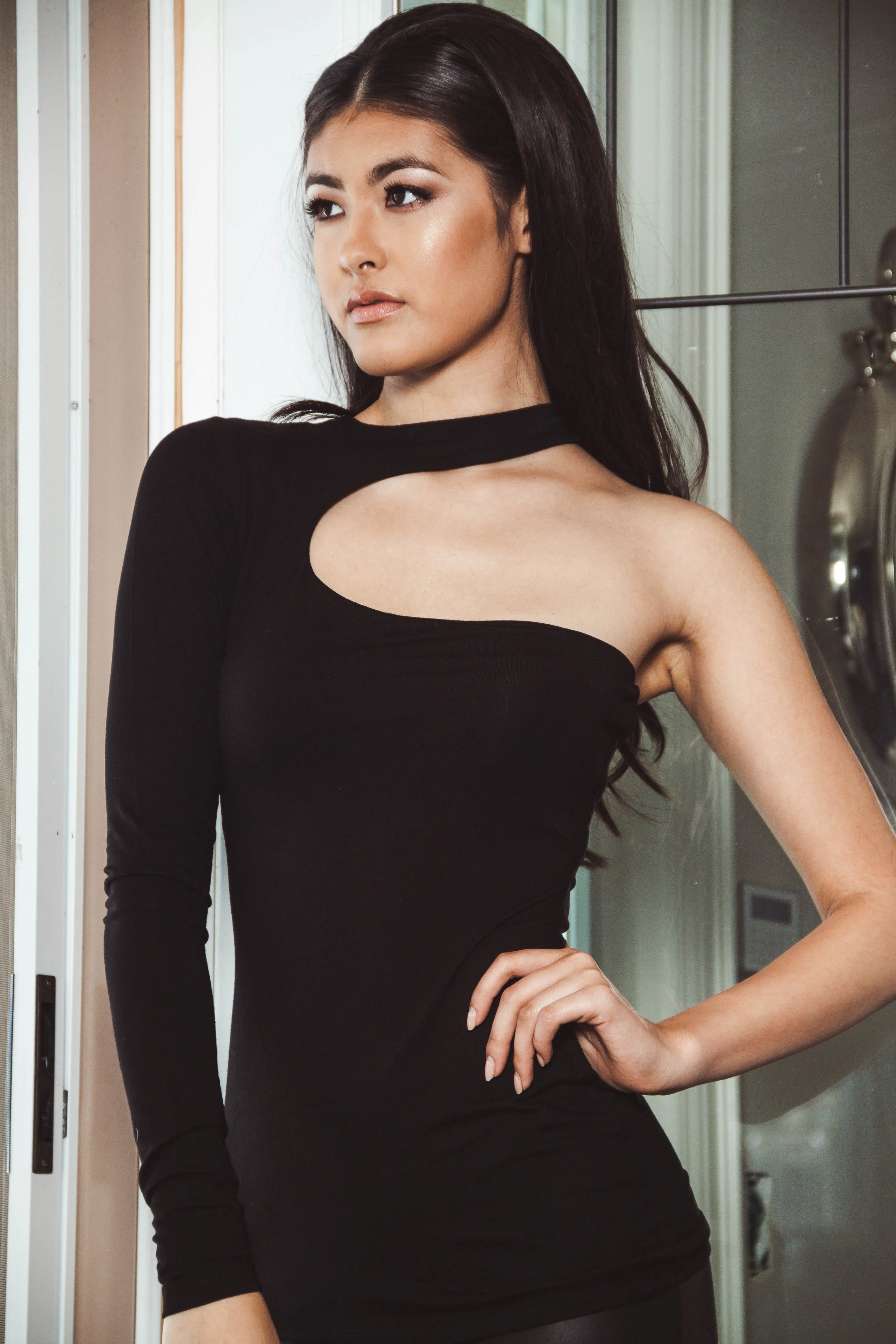 A Night Out Black One Shoulder Curvy Top