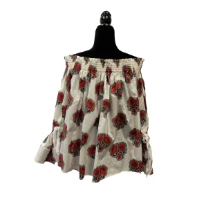 Alexander McQueen - Runway Poppy Off the Shoulder Bell Sleeve Cotton Top 36 US 4