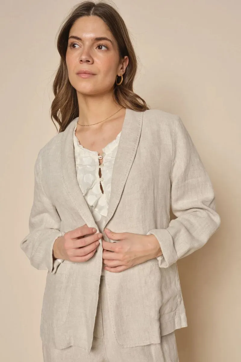 Amelina Linen Blazer | Cement | Blazer fra Mos mosh