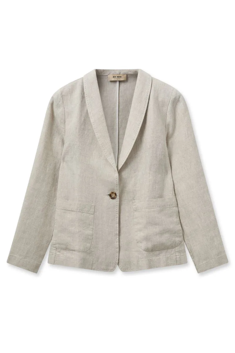 Amelina Linen Blazer | Cement | Blazer fra Mos mosh