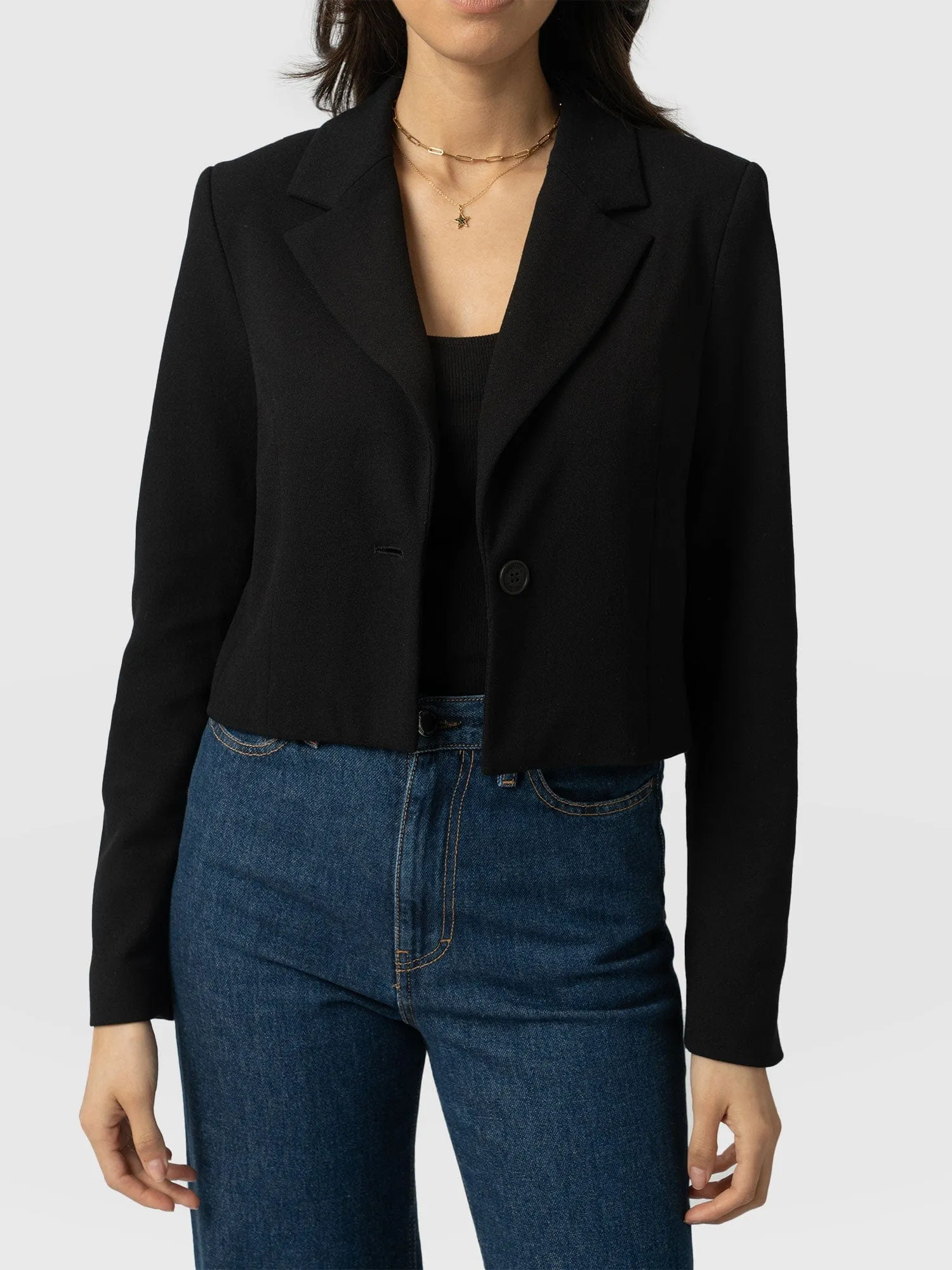 Astrid Cropped Blazer - Black