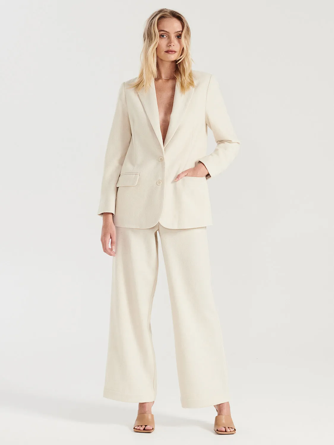 Bella Woven Blazer - Bone