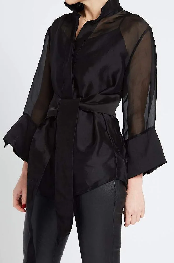 BELTED ORGANZA BLOUSE