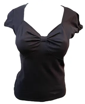 Black Cold Shoulder Faux Bow Top