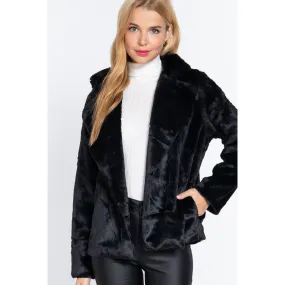 BLACK FAUX FUR BLAZER/JACKET