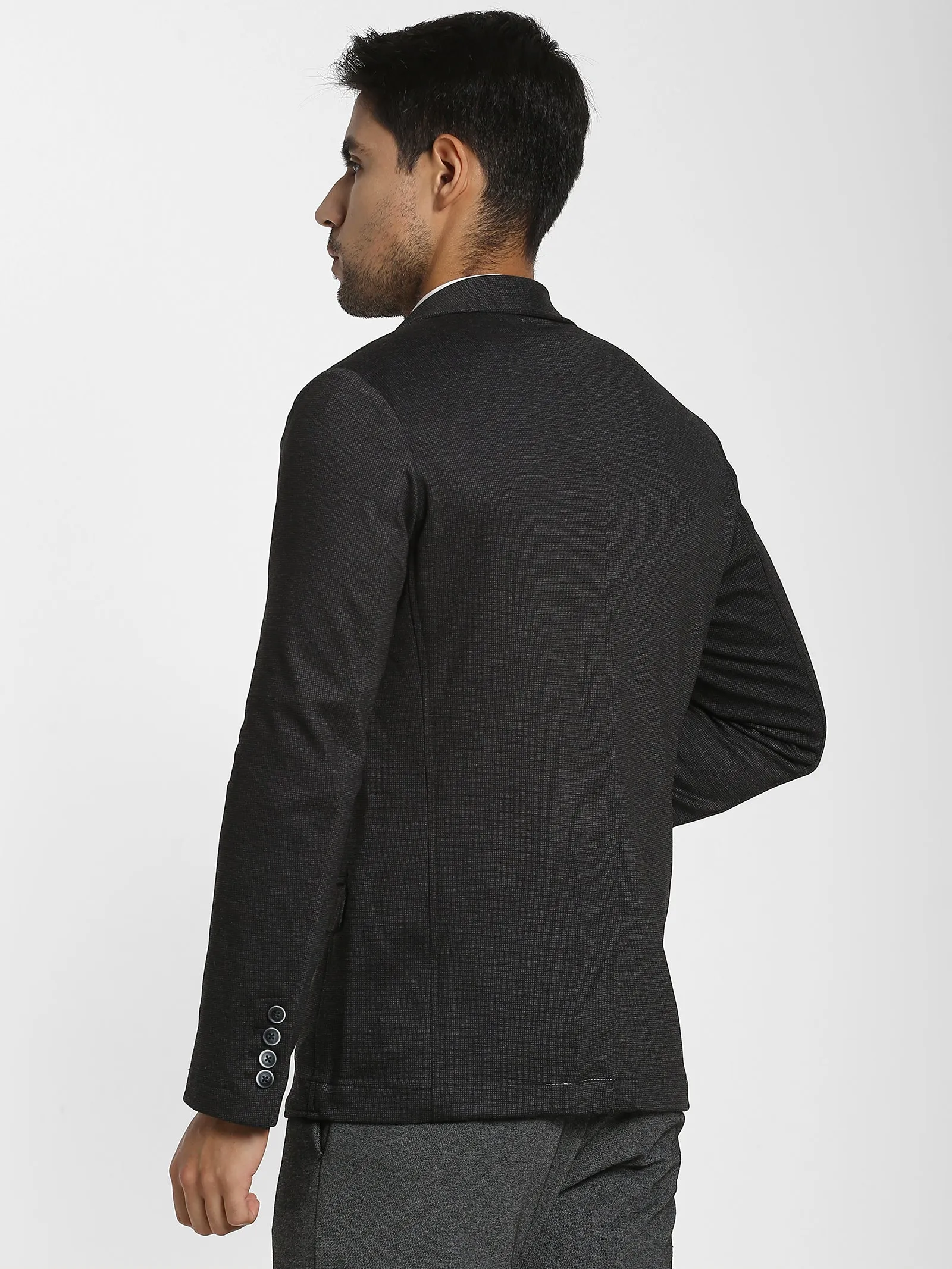 Black Printed Stretch Blazer