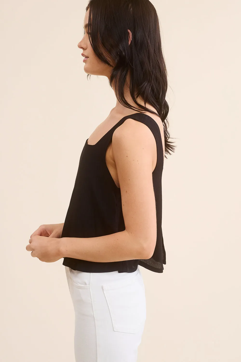 Black Split Back Tank Top