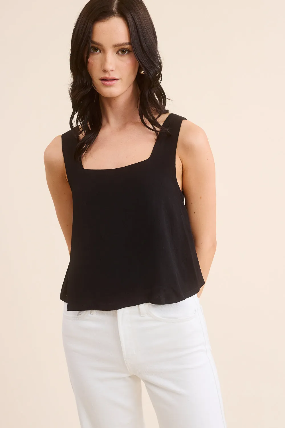 Black Split Back Tank Top