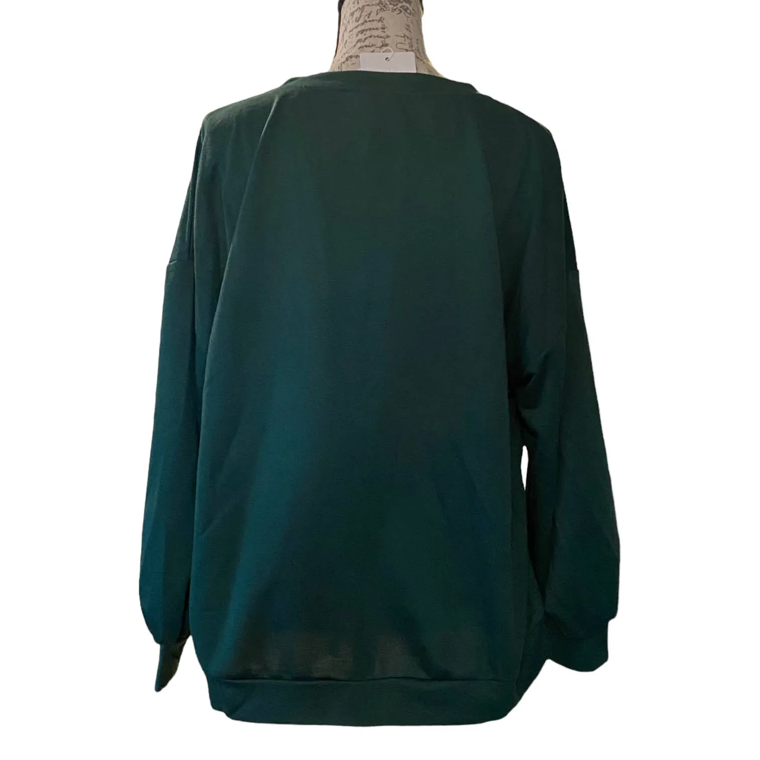 Bloomchic Green V Neck Drop Shoulder Shirt Size 12 NEW