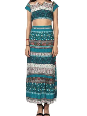 Bohemian Off Shoulder Irregular Maxi Dress Two Piece Set