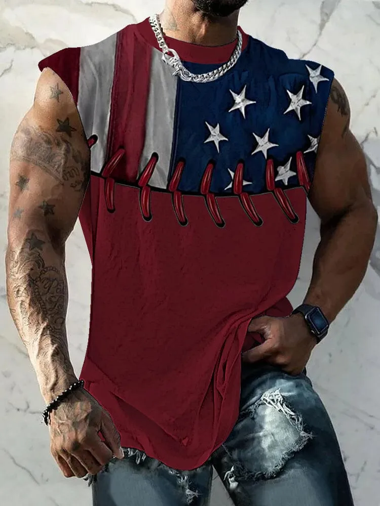 Casual Flag Printed Tank Top