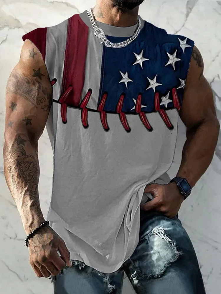 Casual Flag Printed Tank Top