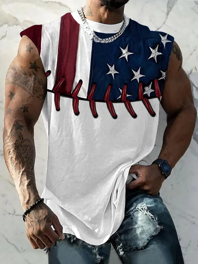 Casual Flag Printed Tank Top