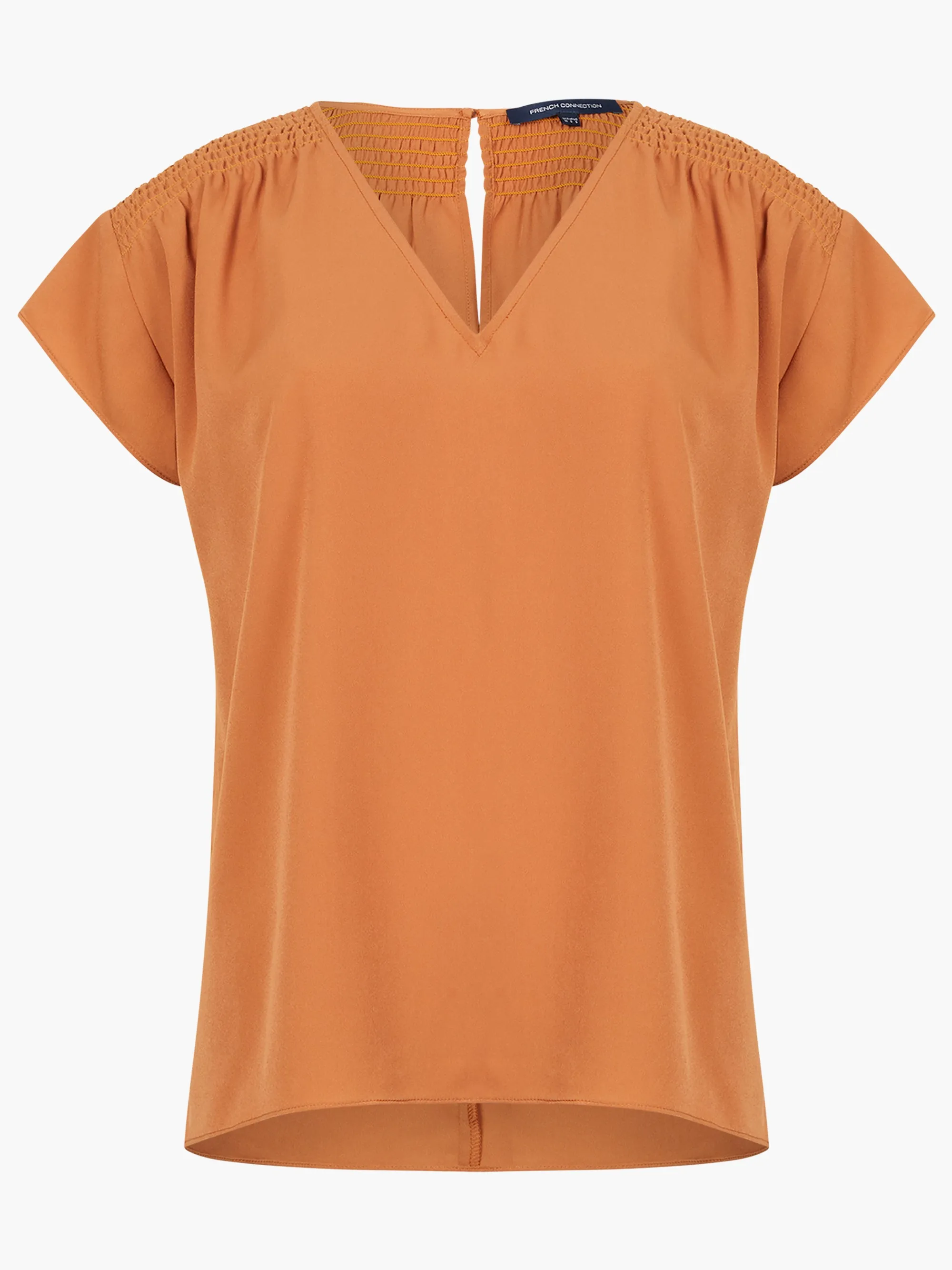 Crepe Light Smocked Shoulder V-Neck Top