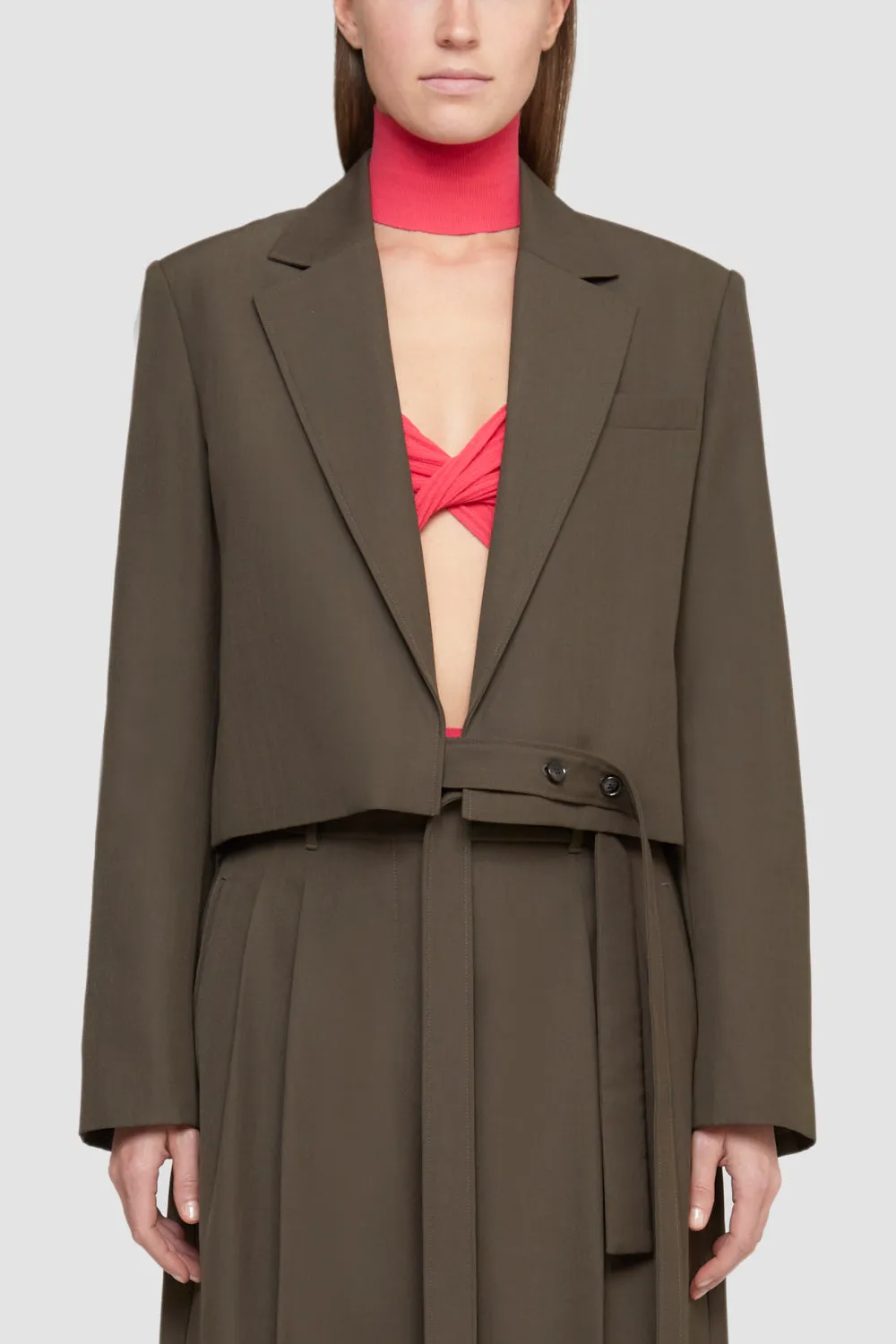 Cropped Blazer With Ties