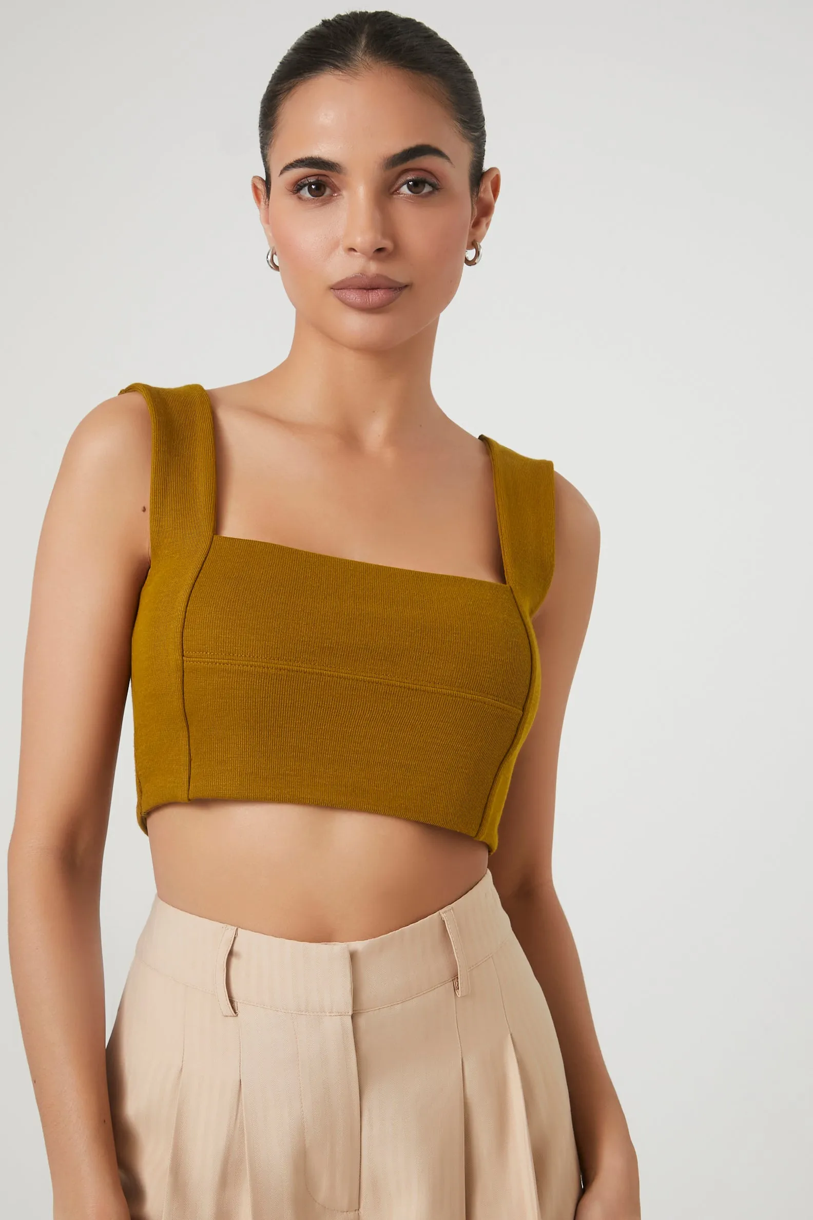 Cropped Square-Neck Tank Top