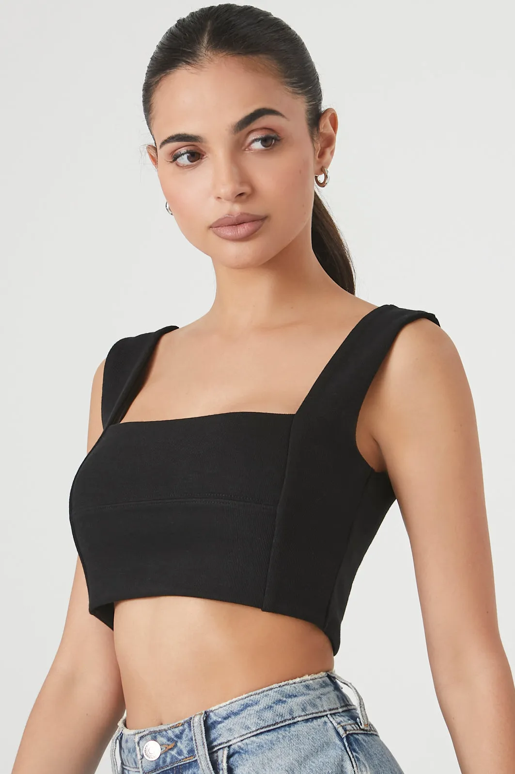 Cropped Square-Neck Tank Top