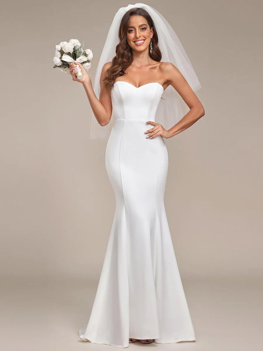 Custom Simple Off Shoulder Wholesale Sweetheart Mermaid Eloping Dress for Wedding