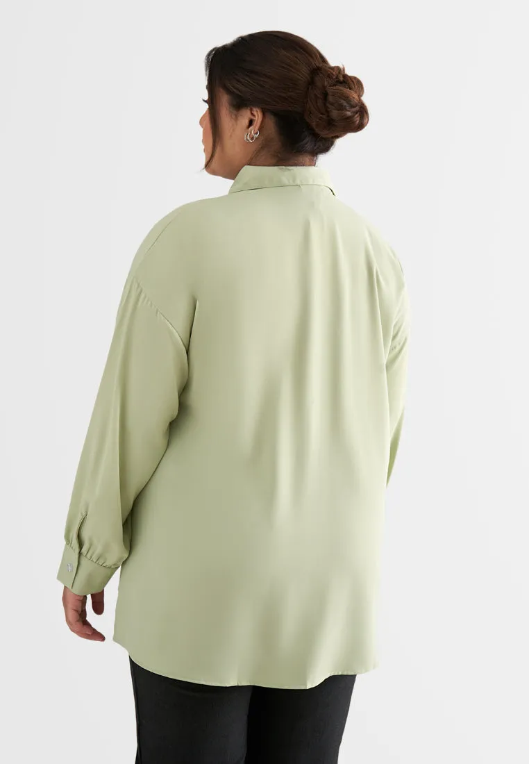 Darla Effortless Drop Shoulder Shirt - Light Green