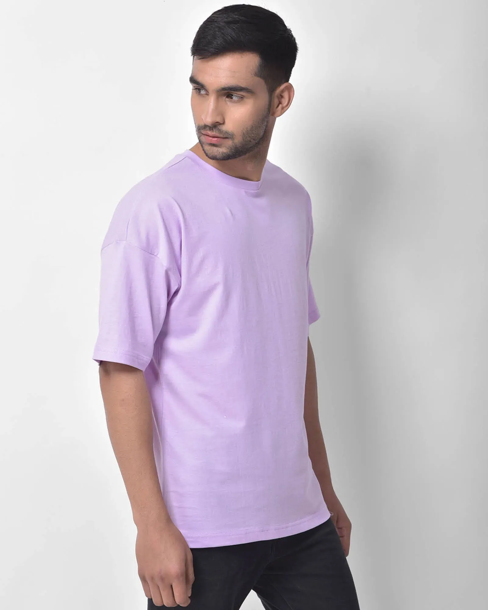 Drop Shoulder Crew Neck: Mauve Purple