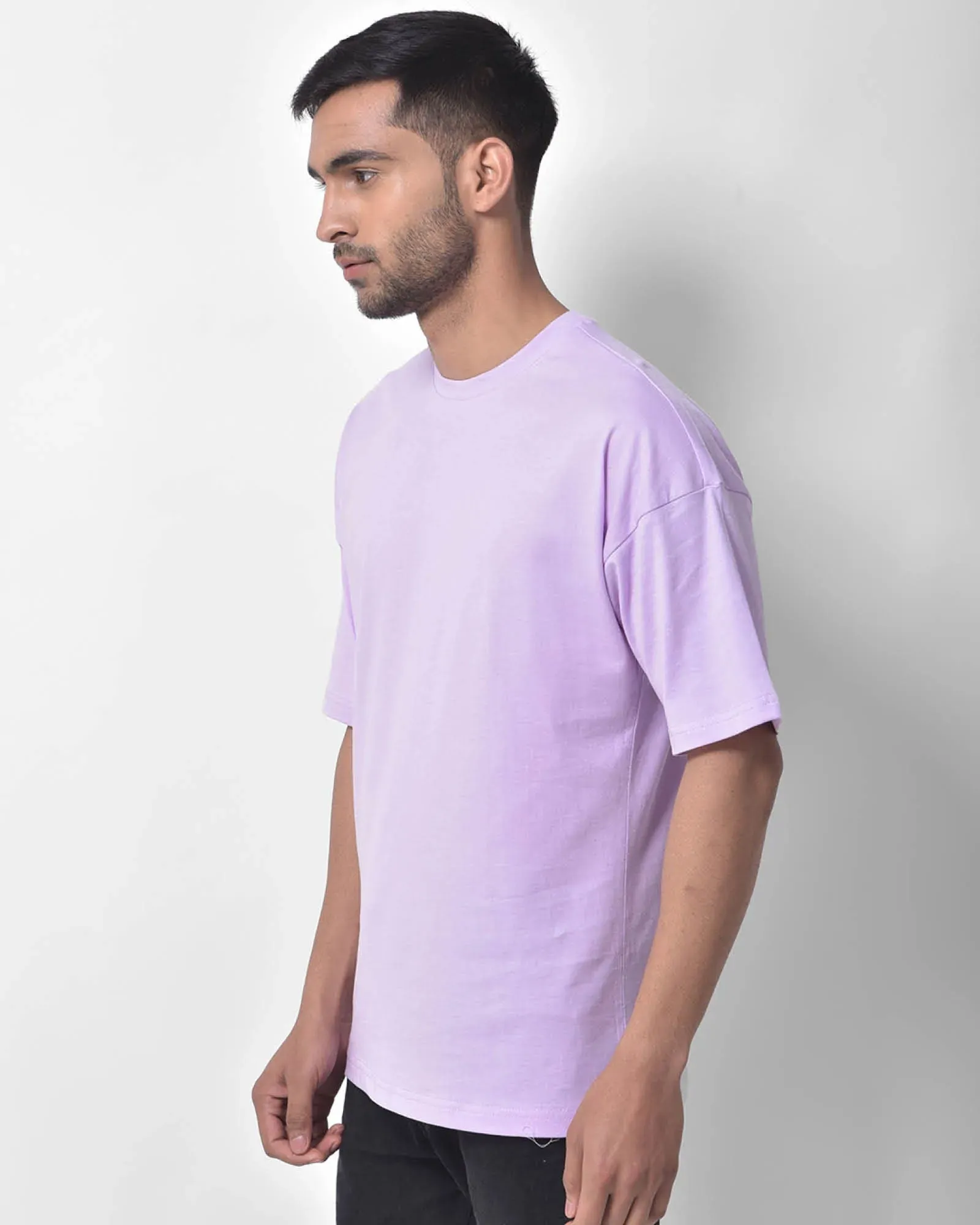 Drop Shoulder Crew Neck: Mauve Purple