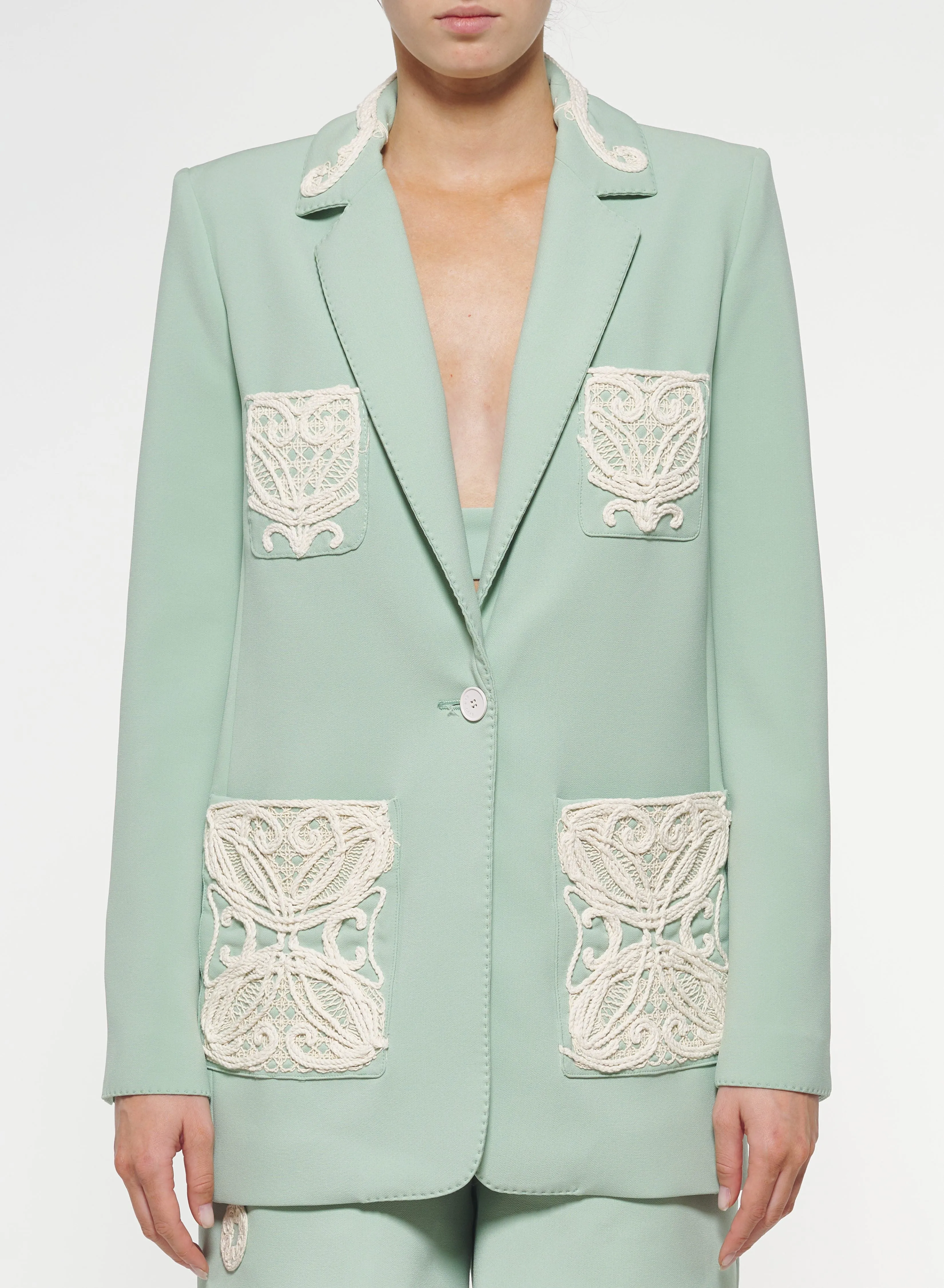 Embroidered Cady Blazer