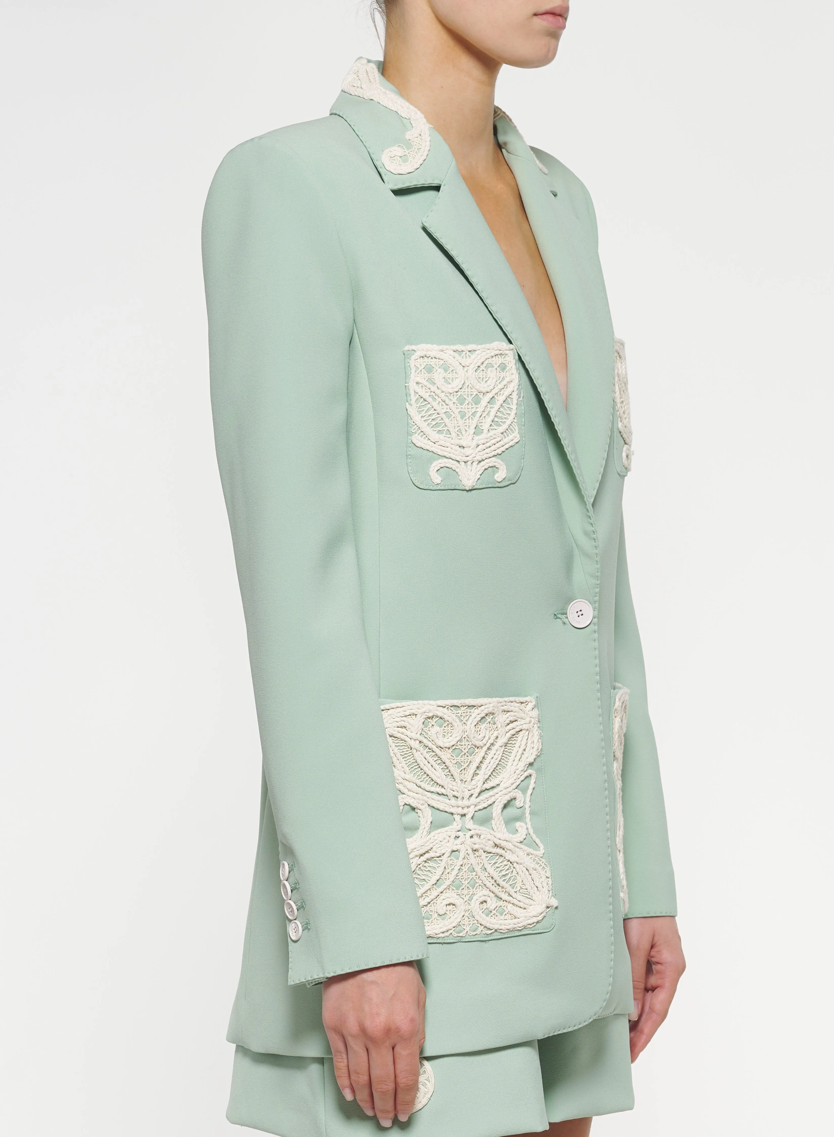 Embroidered Cady Blazer