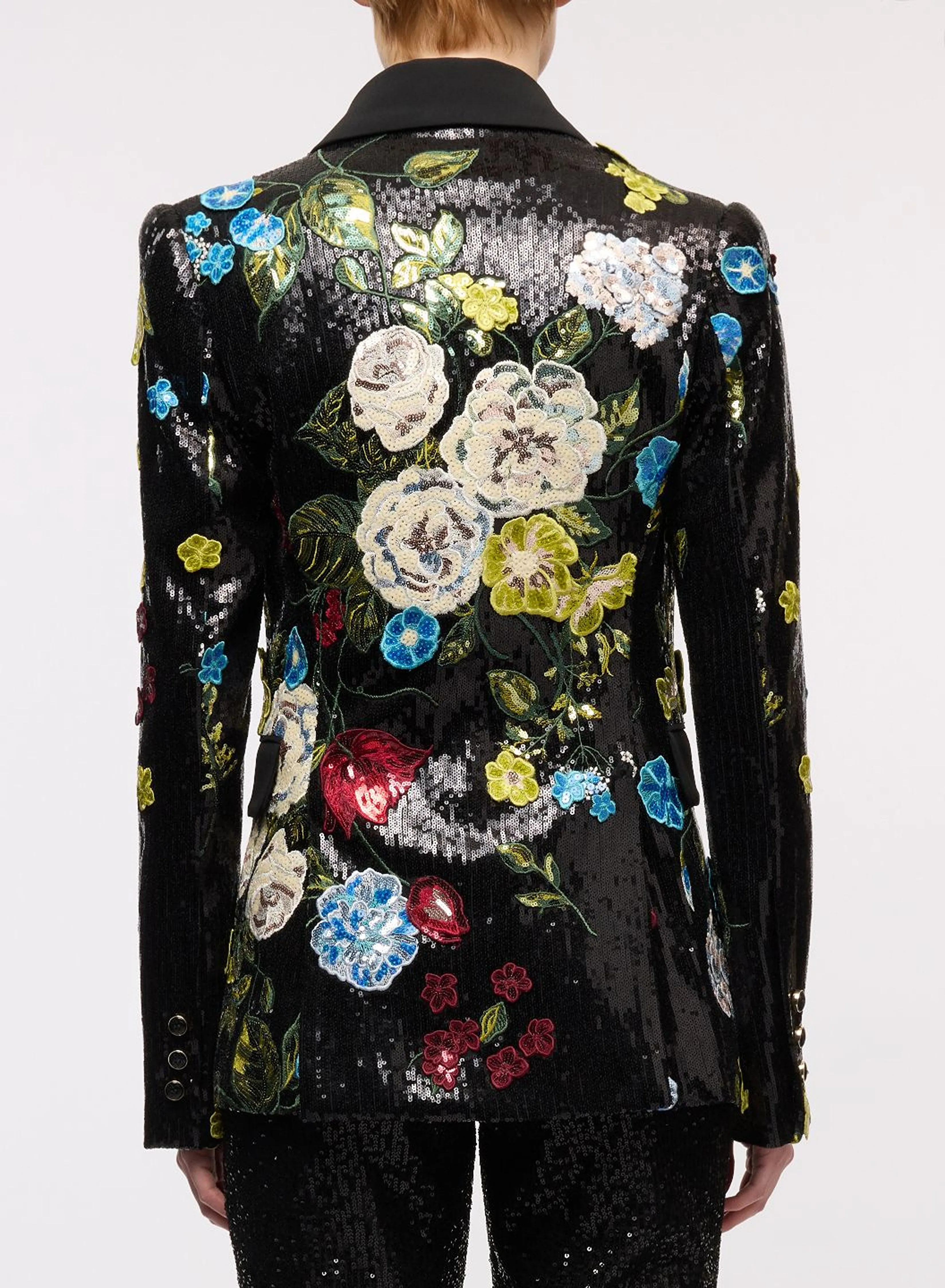 Embroidered Flower Bouquet Blazer