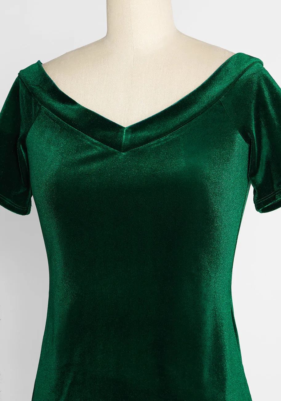 Evergreen Enticement Off-Shoulder Top