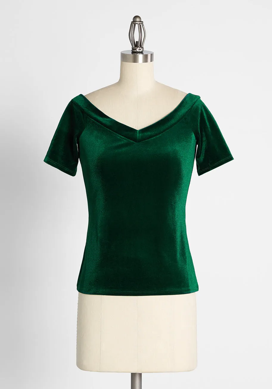 Evergreen Enticement Off-Shoulder Top