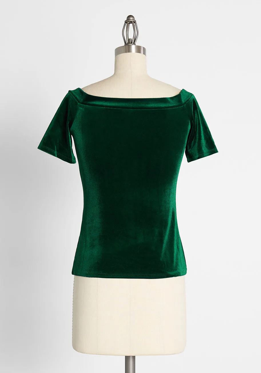 Evergreen Enticement Off-Shoulder Top