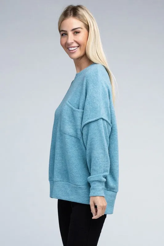 Explore More Collection - Brushed Melange Drop Shoulder Oversized Sweater