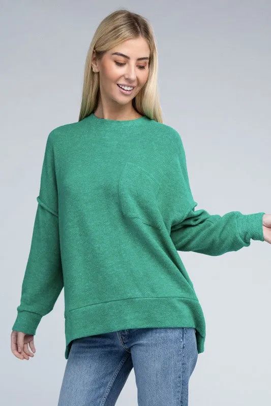 Explore More Collection - Brushed Melange Drop Shoulder Oversized Sweater