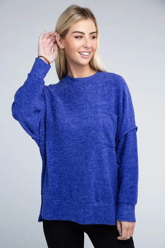 Explore More Collection - Brushed Melange Drop Shoulder Oversized Sweater