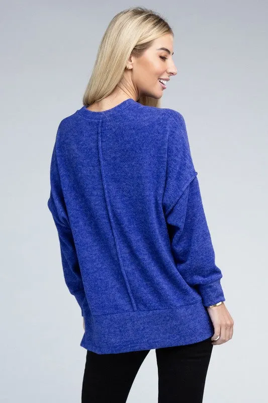 Explore More Collection - Brushed Melange Drop Shoulder Oversized Sweater