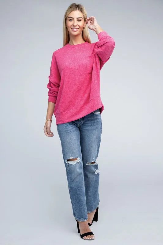 Explore More Collection - Brushed Melange Drop Shoulder Oversized Sweater