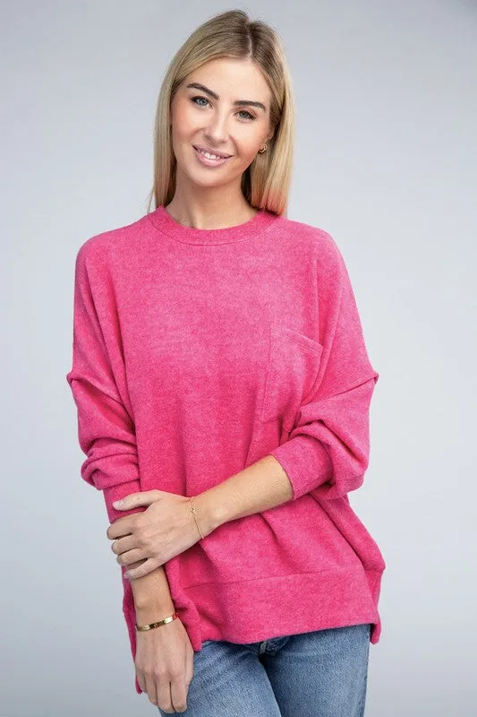 Explore More Collection - Brushed Melange Drop Shoulder Oversized Sweater