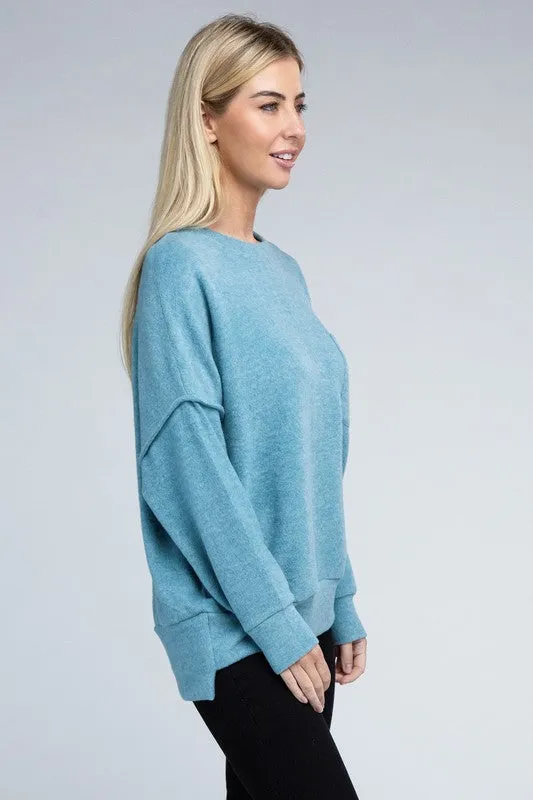 Explore More Collection - Brushed Melange Drop Shoulder Oversized Sweater