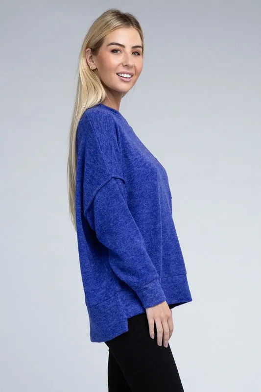 Explore More Collection - Brushed Melange Drop Shoulder Oversized Sweater