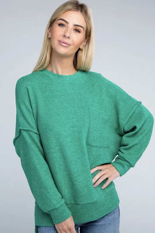 Explore More Collection - Brushed Melange Drop Shoulder Oversized Sweater