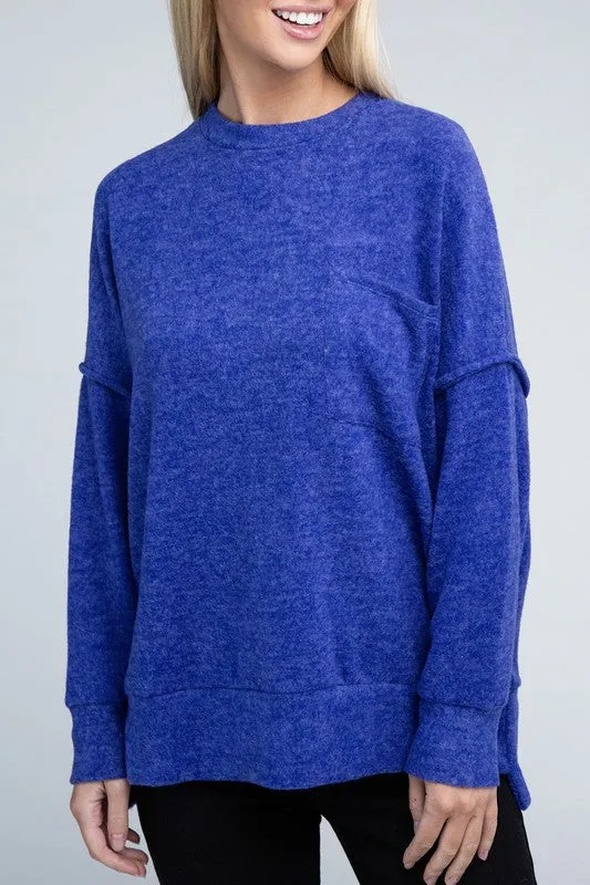 Explore More Collection - Brushed Melange Drop Shoulder Oversized Sweater