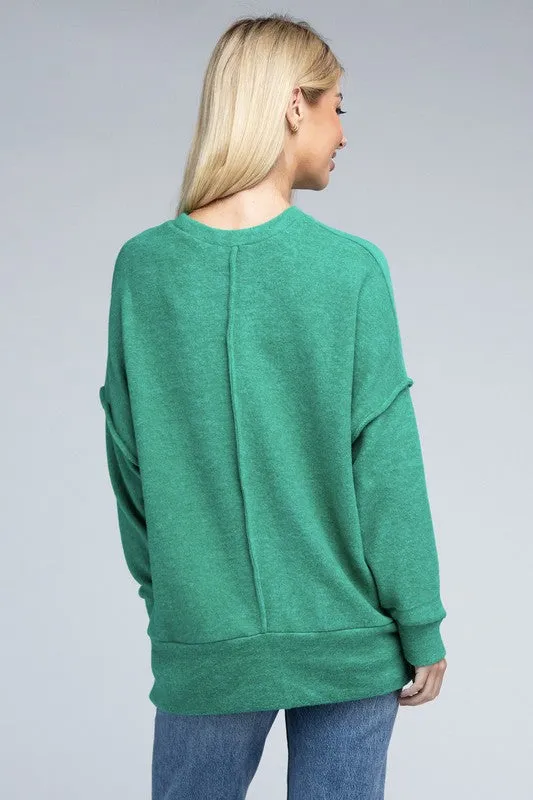 Explore More Collection - Brushed Melange Drop Shoulder Oversized Sweater