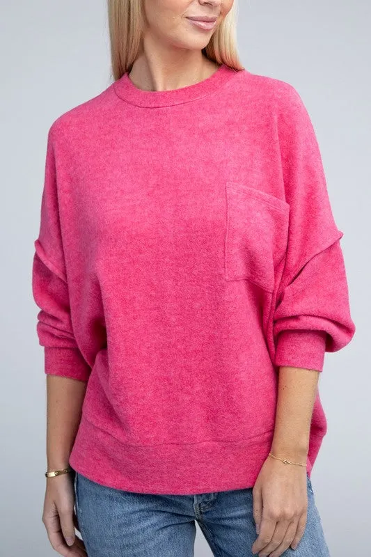 Explore More Collection - Brushed Melange Drop Shoulder Oversized Sweater