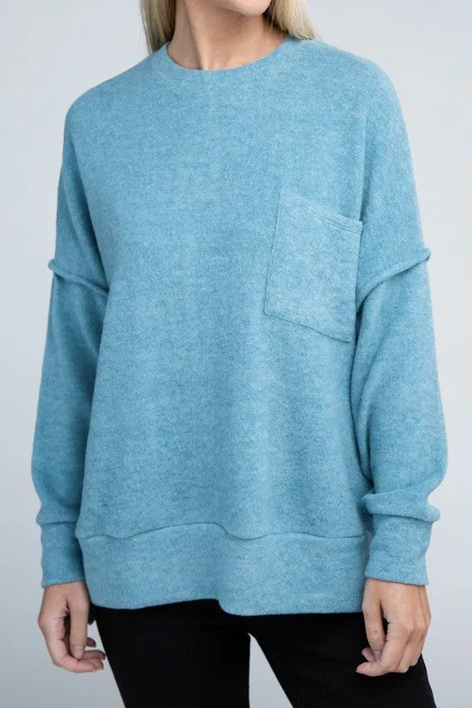 Explore More Collection - Brushed Melange Drop Shoulder Oversized Sweater