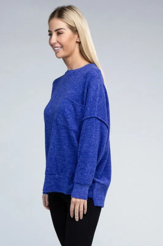 Explore More Collection - Brushed Melange Drop Shoulder Oversized Sweater