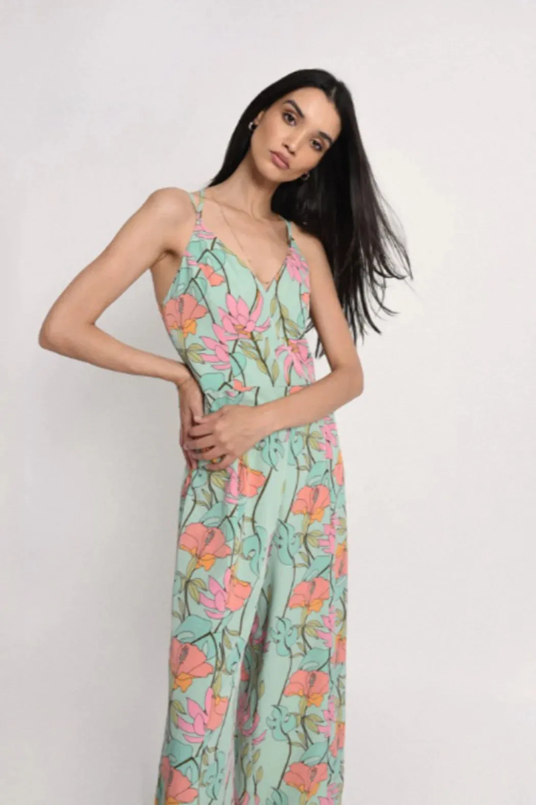 Floral Seafoam Knit Jumpsuit