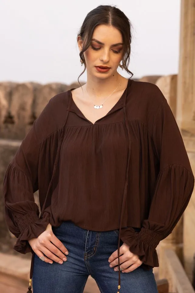 Gardinia Blouse  - Brown