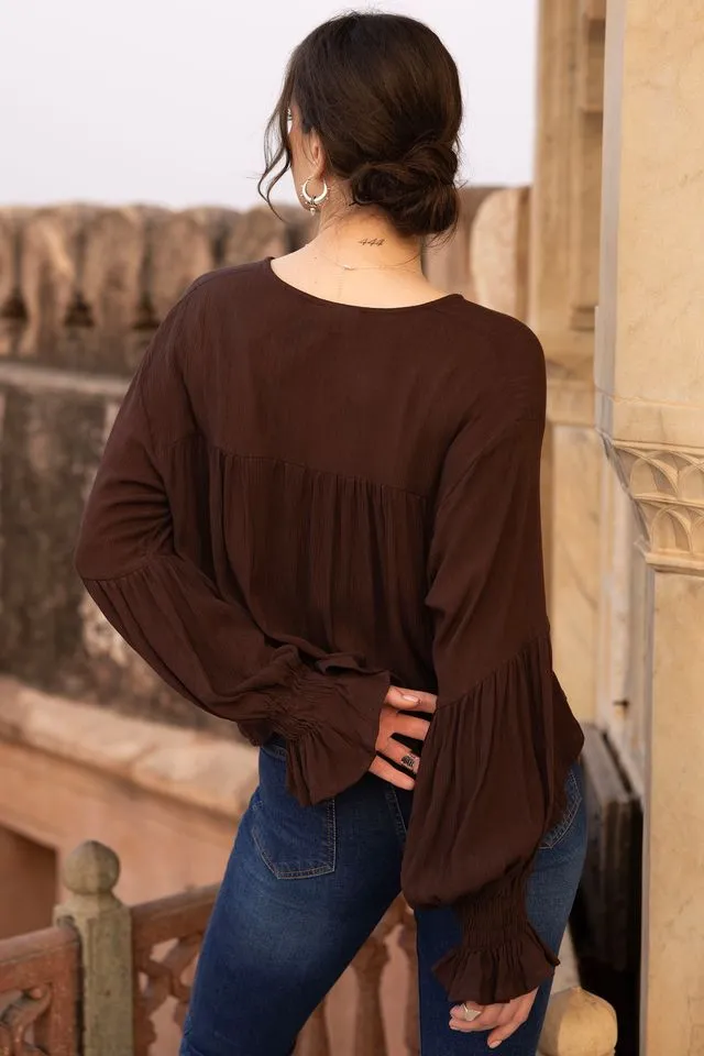 Gardinia Blouse  - Brown