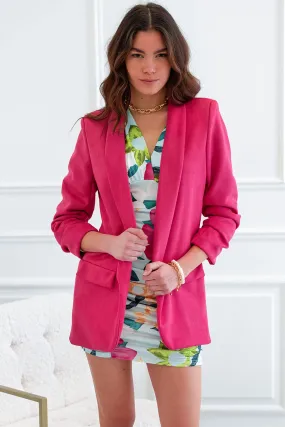 Giacca blazer fuxia aperta scamosciata